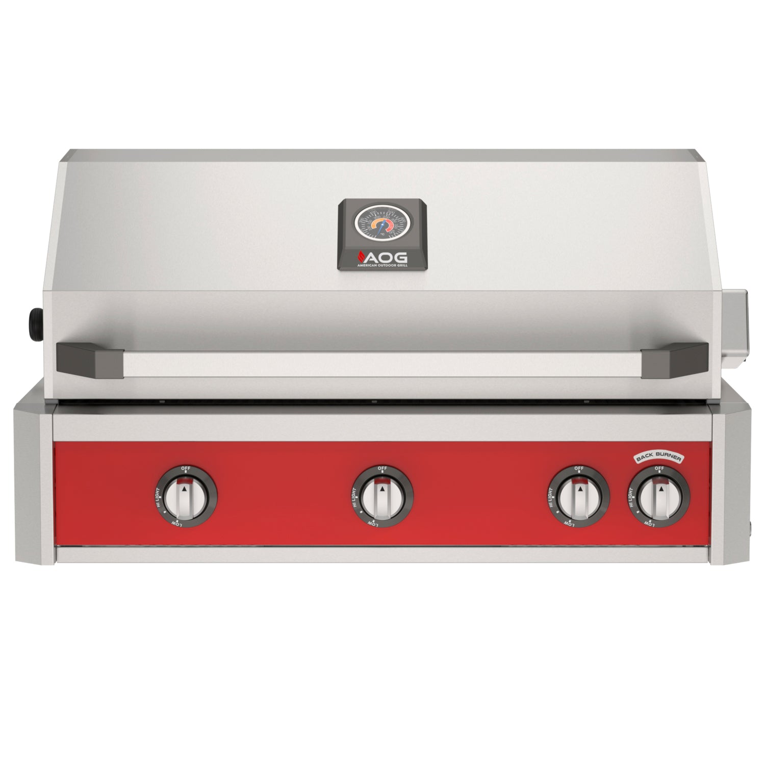 AOG 36" L-Series built-in gas grill in stainless steel - Red Control Panel