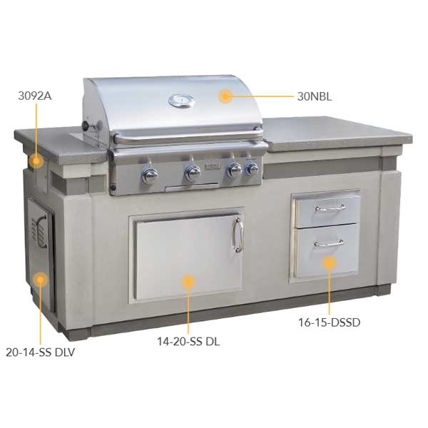 AOG 30" L-Series Island Bundle Layout - Model #: IP30LB-CGD-75SM - BackyardPatioOasis