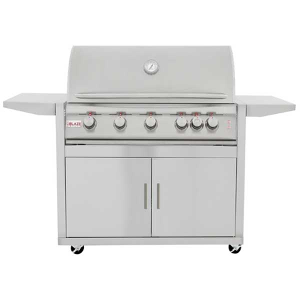 Blaze 40-Inch LTE 5-Burner Grill Cart with Lighting System & Rear Burner