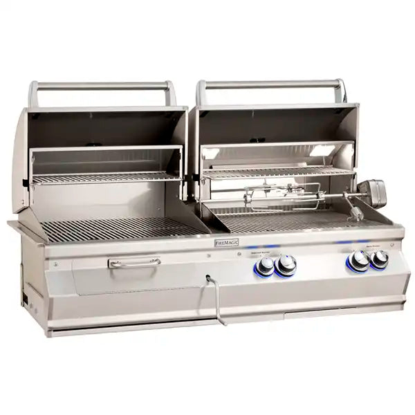Fire Magic Aurora A830i Charcoal And Gas Combo Grill - BackyardPatioOasis