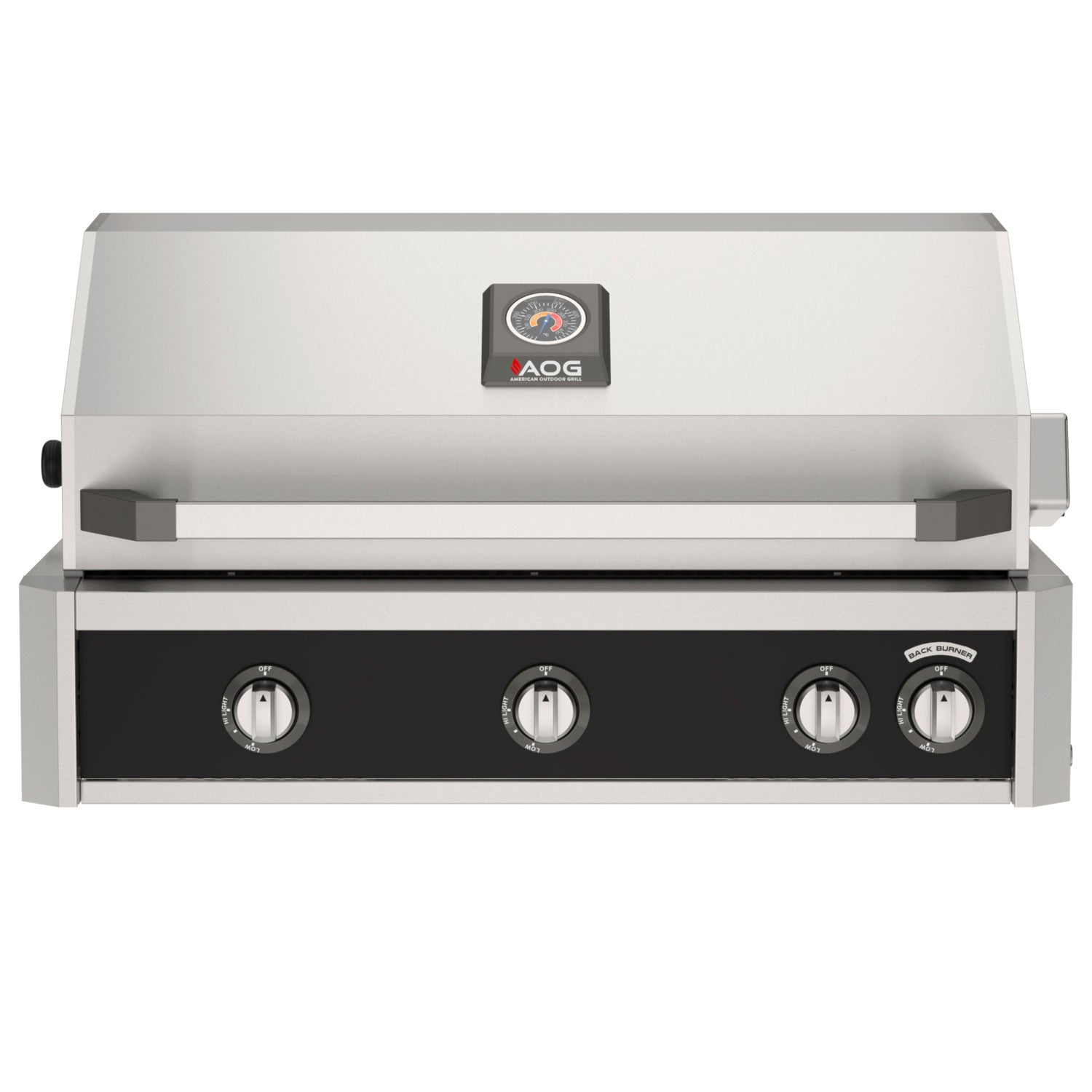 AOG 36" L-Series built-in gas grill in stainless steel - Black Control panel
