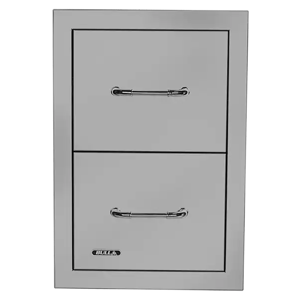 Bull 15-Inch Stainless Steel Double Drawer - Reveal Design - 56990 - BackyardPatioOasis