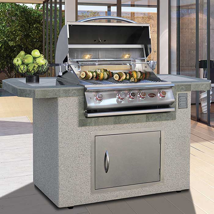 CAL FLAME RECTANGULAR-SHAPED 6-FOOT KONA Q 601 GRILL ISLAND - BackyardPatioOasis