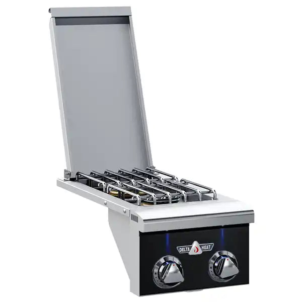 Delta Heat 12-Inch Double Side Burner - Black Control Panel Side View