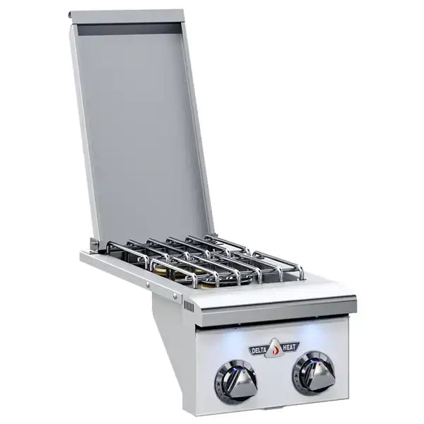 Delta Heat 12" Double Side Burner, White Control Panel - BackyardPatioOasis