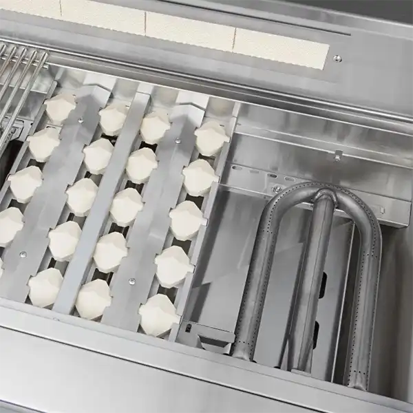 Delta Heat 38" Gas Grill, White Control Panel, Rotisserie - Inner workings - BackyardPatioOasis