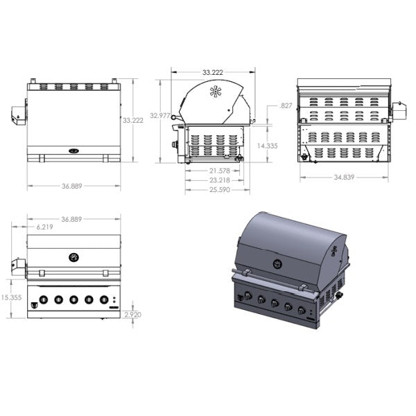 American Made Grills - Encore - 36" Hybrid Grill, ENC36