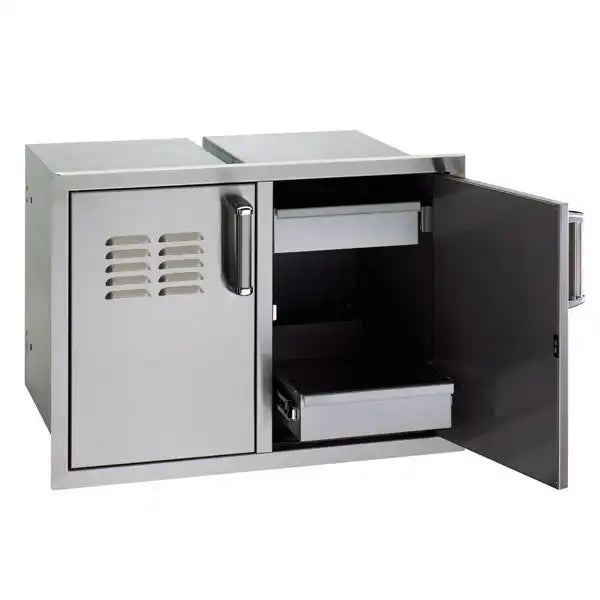 Fire Magic 30" Premium Flush Mount Double Doors w/Trash Tray & Dual Drawers - Louvers