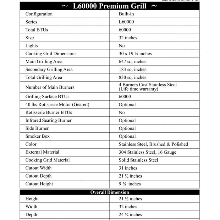 Lion L60000 32-Inch 4-Burner Built-In Grill - BackyardPatioOasis