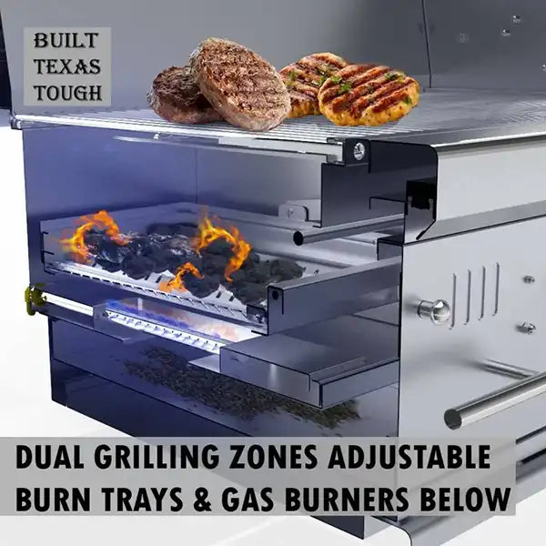 Sunstone Series 42" Gas Hybrid Dual Zone Charcoal/Wood Burning Grill - BackyardPatioOasis