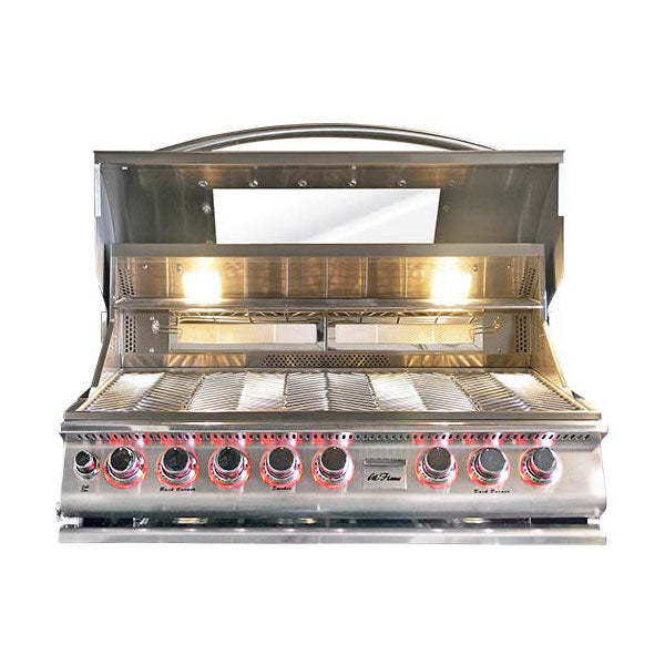 Cal Flame Top Gun 40-Inch 5 Burner Built-In Gas Convection Grill with Rotisserie (BBQ19875CTG) - Open View