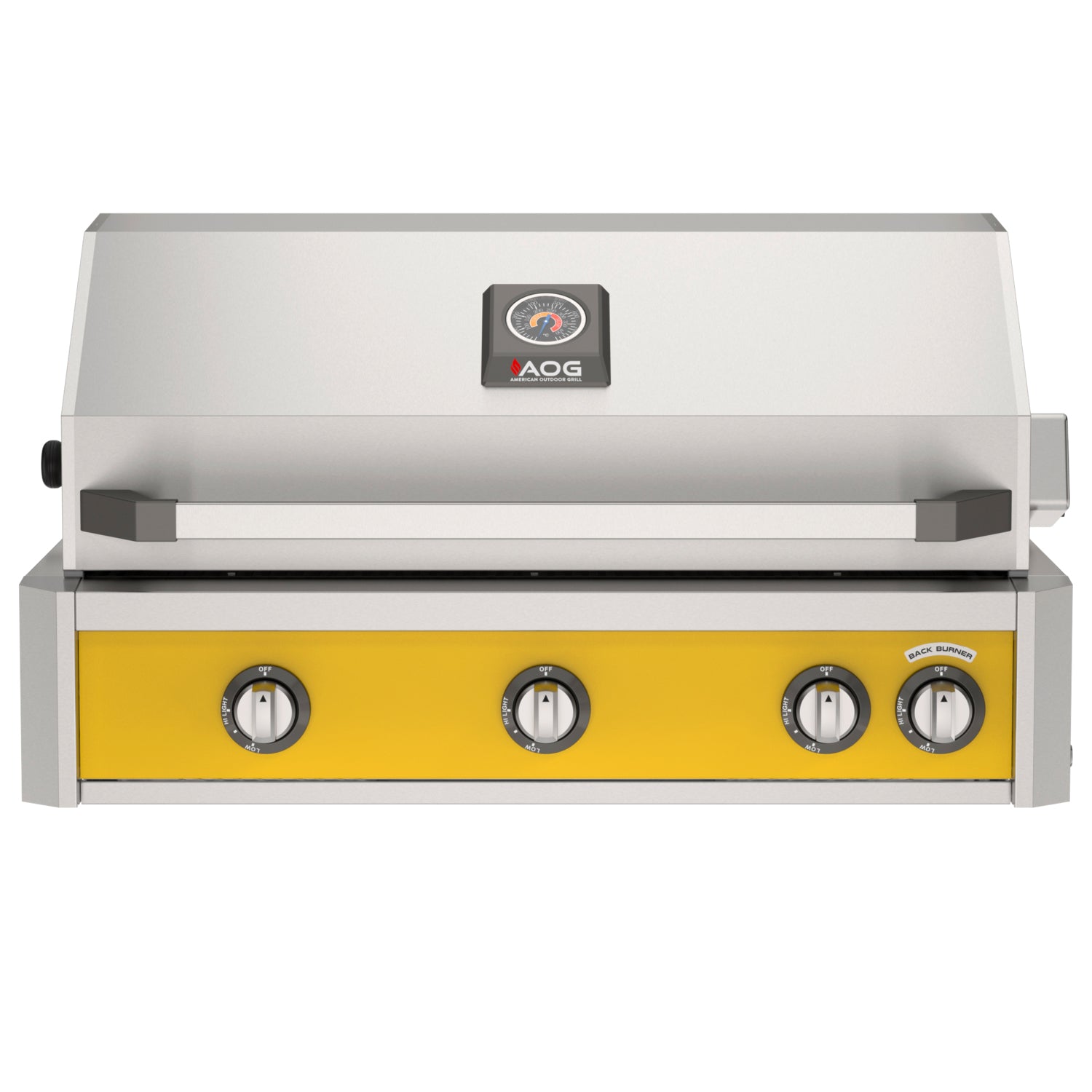 AOG 36" L-Series built-in gas grill in stainless steel - Yellow Control Panel