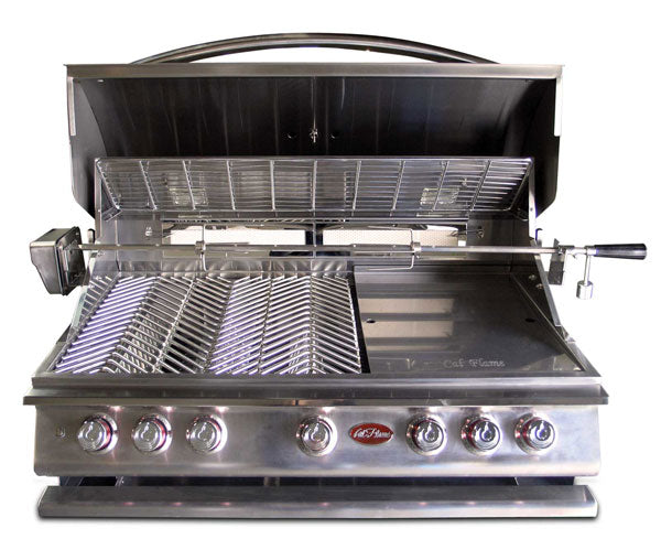 Cal Flame 40" P Series 5-Burner Gas Grill with Rotisserie and Infrared Backburner - BBQ19P05 - Open view