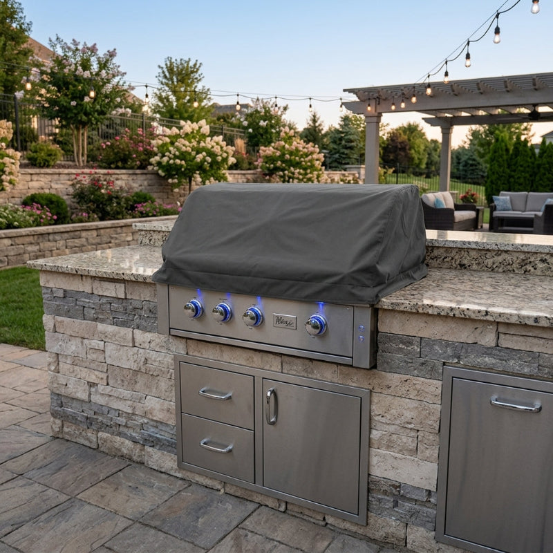 American Made Grills Estate 36" Built-In Deluxe Grill Cover - In Use
