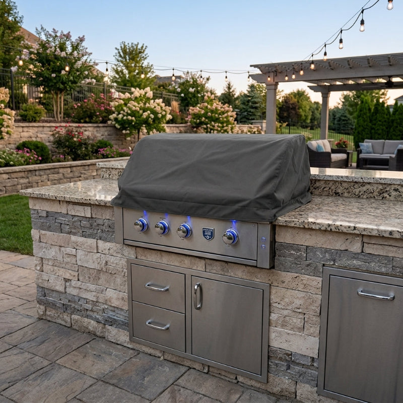 American Made Grills Estate 42" Built-In Deluxe Grill Cover - In Use