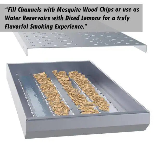 Sunstone 3-in-1 Charcoal, Wood, & Smoking Tray - wood chips