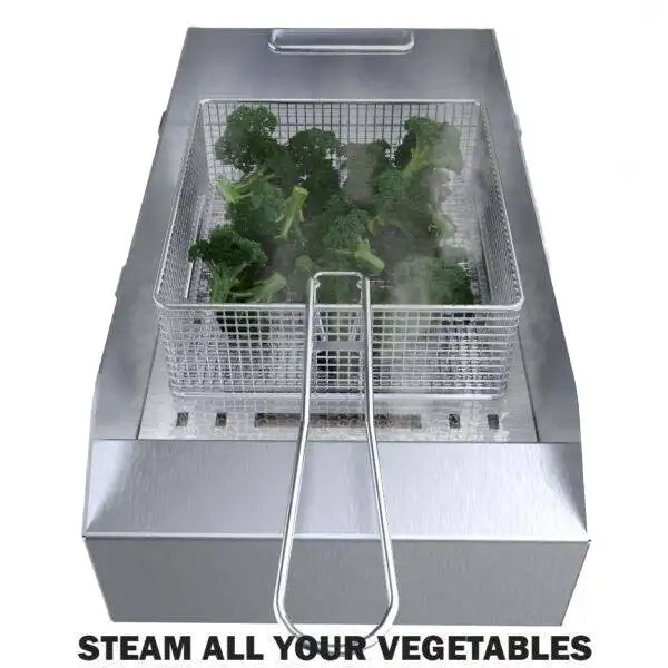 Sunstone Deep Fryer & Steamer Grill Insert - in use veggies